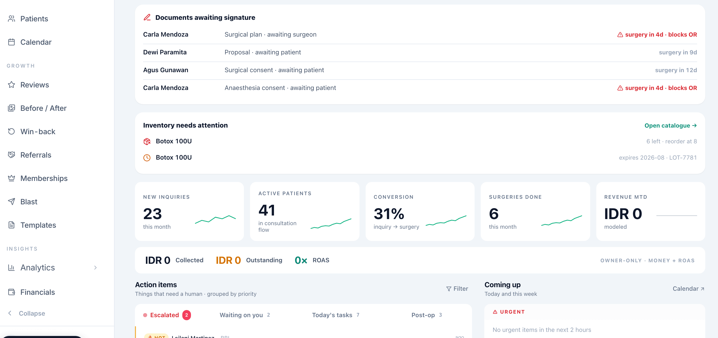 Reylo clinic dashboard